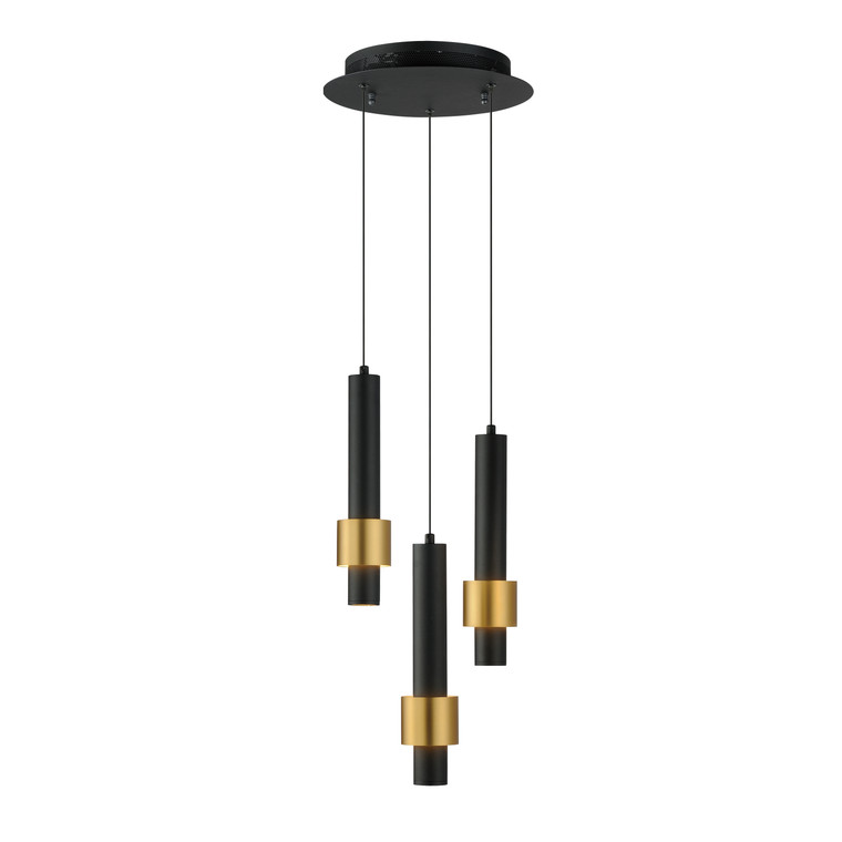 ET2 Contemporary Lighting Reveal 3-Light LED Pendant in Black / Gold E24753-BKGLD
