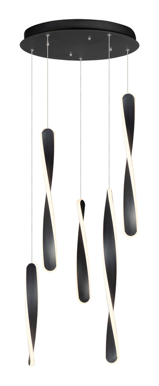 ET2 Contemporary Lighting Pirouette 5-Light LED Pendant in Black E24154-BK