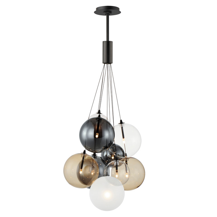 ET2 Contemporary Lighting Burst 9-Light LED Pendant - Mixed in Black E25087-148BK