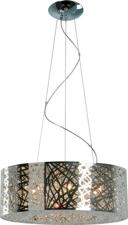 ET2 Contemporary Lighting Inca 9-Light Pendant W/LED Bulb in Polished Chrome E21308-10PC/BUL