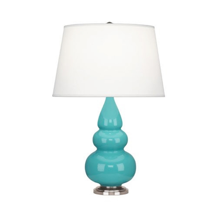 Robert Abbey Egg Blue Small Triple Gourd Accent Lamp in Egg Blue Glazed Ceramic with Antique Silver Finished Accents 292X