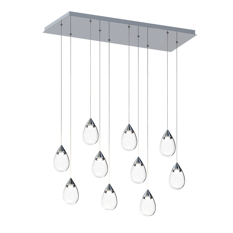ET2 Contemporary Lighting Dewdrop 10-Light LED Linear Pendant in Polished Chrome E21566-18PC