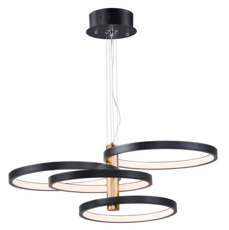ET2 Contemporary Lighting Hoopla 4-Light LED Pendant in Black / Gold E24326-BKGLD