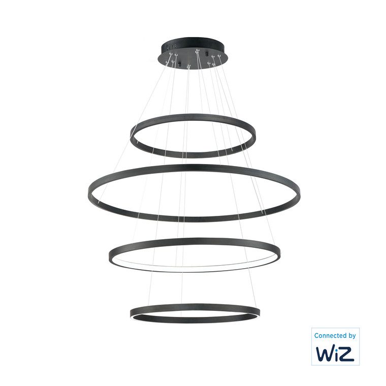 ET2 Contemporary Lighting Groove 4-Tier LED Pendant WiZ in Black E22729-BK