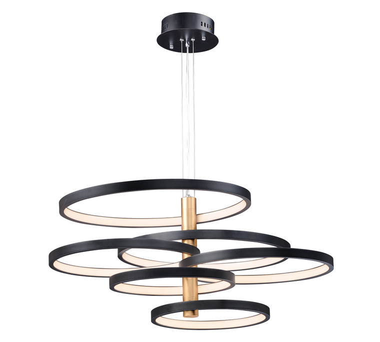 ET2 Contemporary Lighting Hoopla 6-Light LED Pendant in Black / Gold E24327-BKGLD