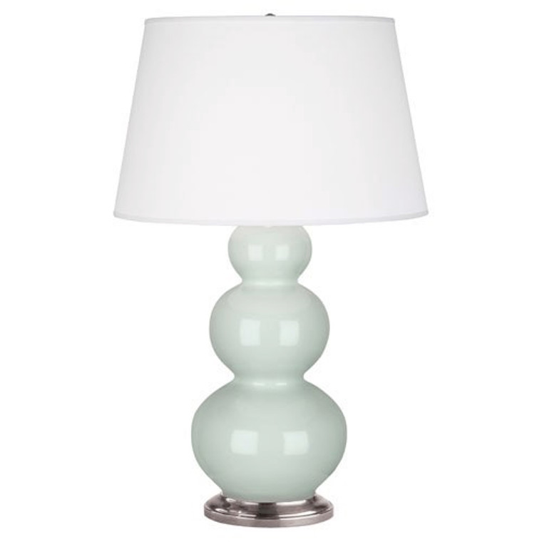 Robert Abbey Celadon Triple Gourd Table Lamp in Celadon Glazed Ceramic with Antique Silver Finished Accents 371X