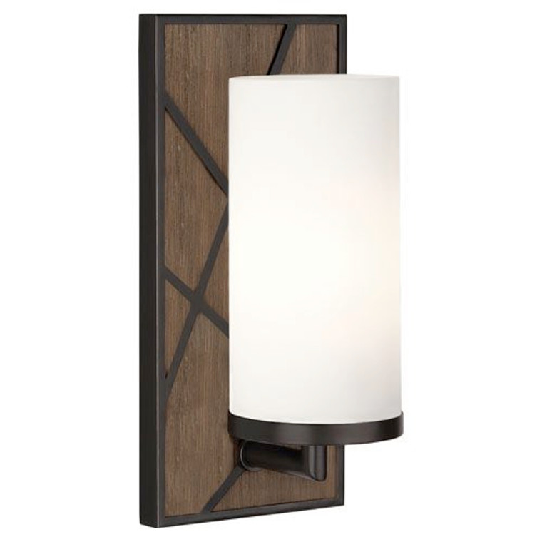 Robert Abbey Michael Berman Bond Wall Sconce in Smoked Walnut Wood Finish with Deep Patina Bronze Accents 543W