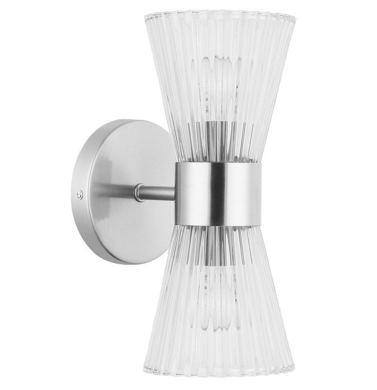 Dainolite Vienna 2 Light Incandescent Vanity Polished Chrome with Clear Ribbed Glass VIE-112W-PC