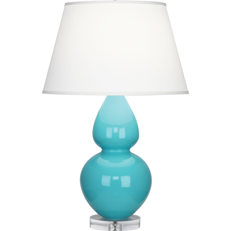 Robert Abbey Egg Blue Double Gourd Table Lamp in Egg Blue Glazed Ceramic with Lucite Base A741X