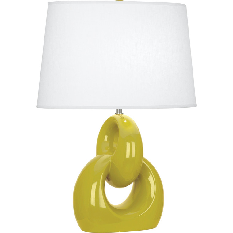 Robert Abbey Citron Fusion Table Lamp in Citron Glazed Ceramic with Polished Nickel Accents CI981