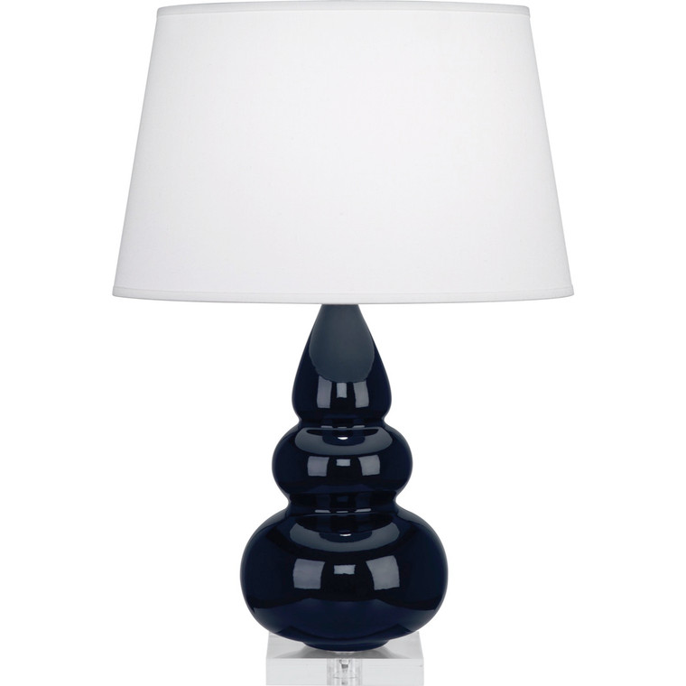 Robert Abbey Midnight Small Triple Gourd Accent Lamp in Midnight Blue Glazed Ceramic with Lucite Base MB33X