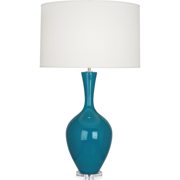 Robert Abbey Peacock Audrey Table Lamp in Peacock Glazed Ceramic PC980