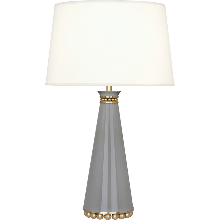 Robert Abbey Pearl Table Lamp in Smoky Taupe Lacquered Paint and Modern Brass Accents ST44X