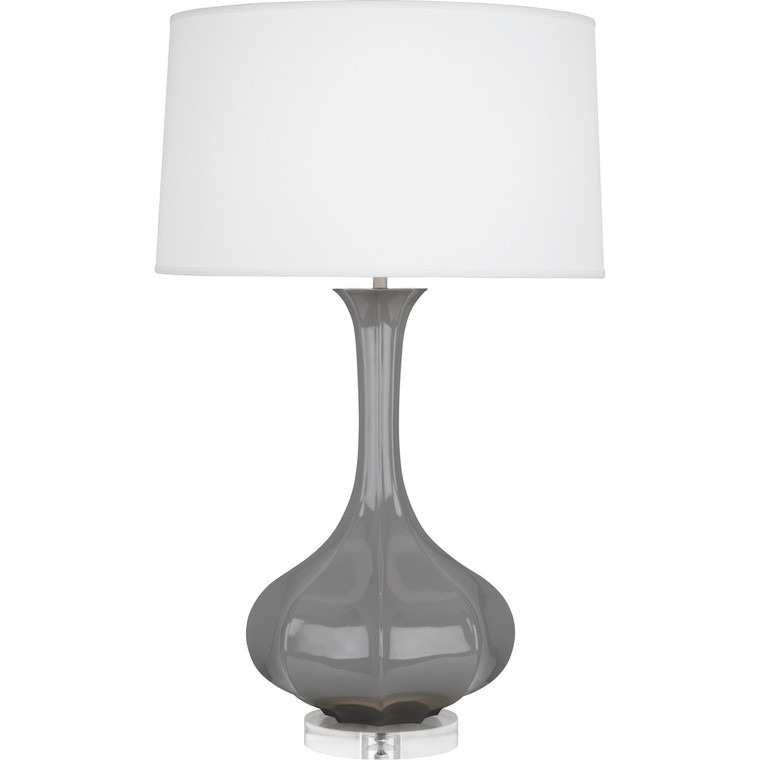 Robert Abbey Smokey Taupe Pike Table Lamp in Smoky Taupe Glazed Ceramic with Lucite Base ST996