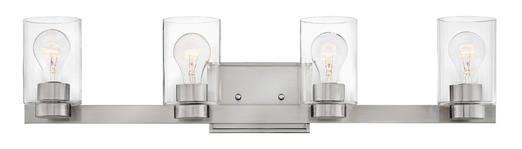 Hinkley Lighting Miley Four Light Vanity Brushed Nickel with Clear glass Clear Seedy Glass 5054BN-CL