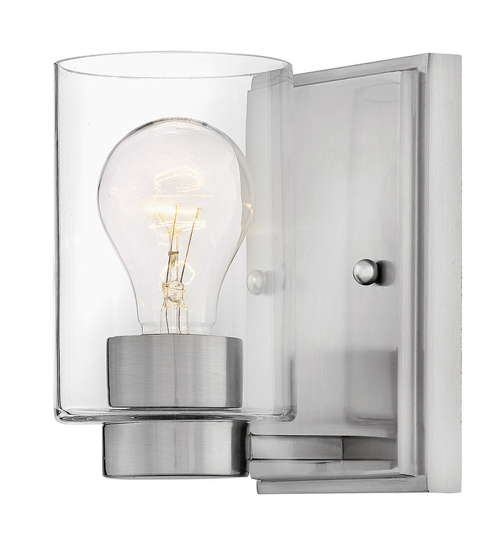 Hinkley Lighting Miley Single Light Vanity Brushed Nickel with Clear glass Clear Seedy Glass 5050BN-CL