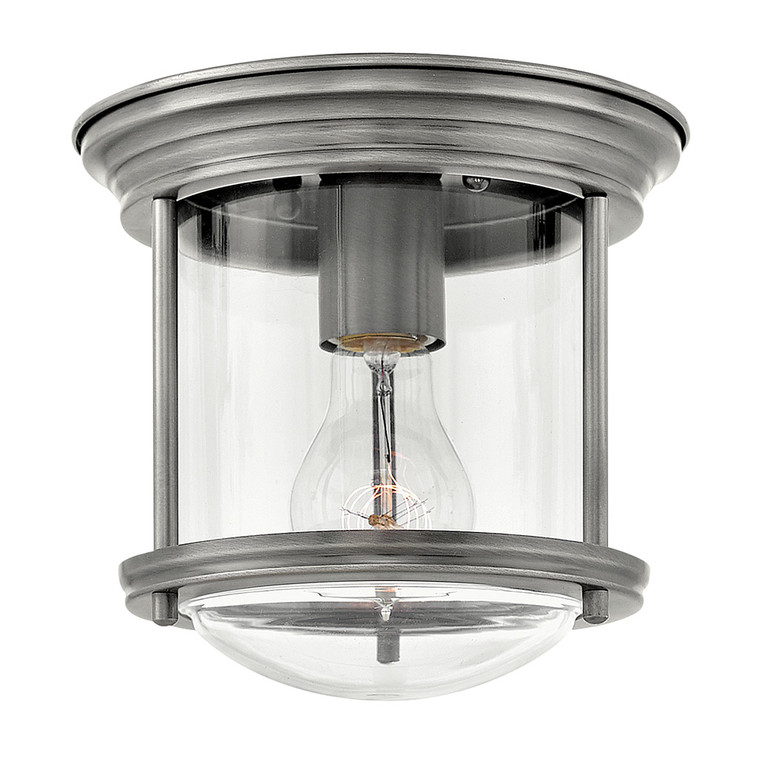 Hinkley Lighting Hadley Small Flush Mount Antique Nickel with Clear glass Clear Seedy Glass 3300AN-CL