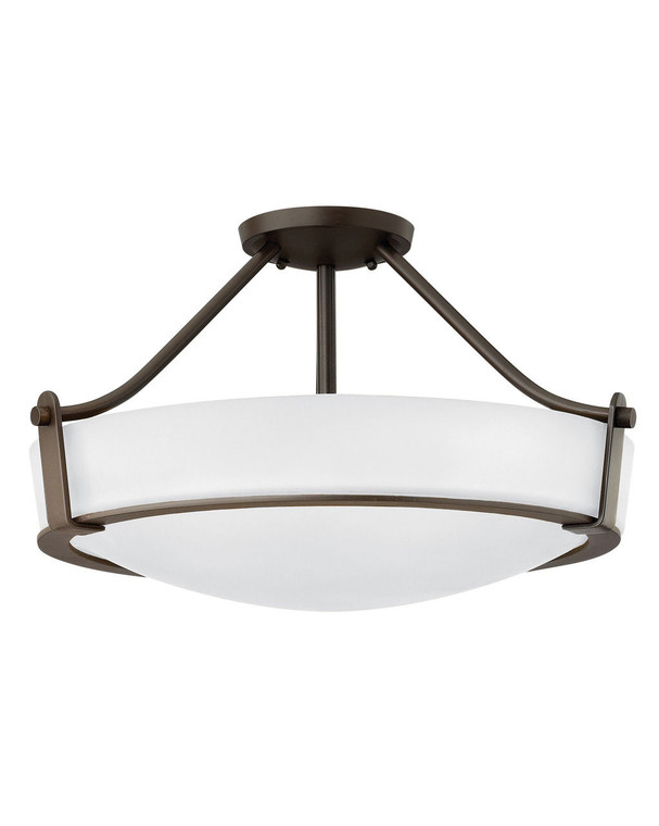 Hinkley Lighting Hathaway Large Semi-Flush Mount Olde Bronze with Etched White glass 3221OB-WH