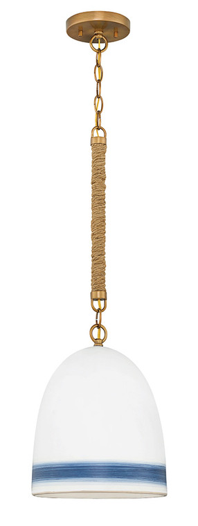 Hinkley Lighting Nash Small Pendant Heirloom Brass with Navy Stripe 3364HR-NV