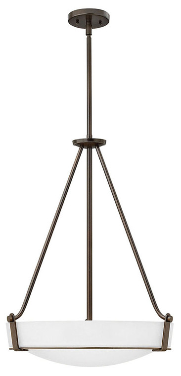 Hinkley Lighting Hathaway Medium Pendant Olde Bronze with Etched White glass Integrated LED Bulb(s) 3222OB-WH-LED
