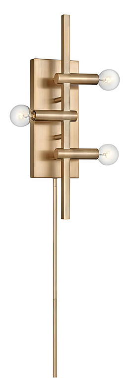 Hinkley Lighting Kinzie Three Light Plug-in Sconce Modern Brass 4122MDB