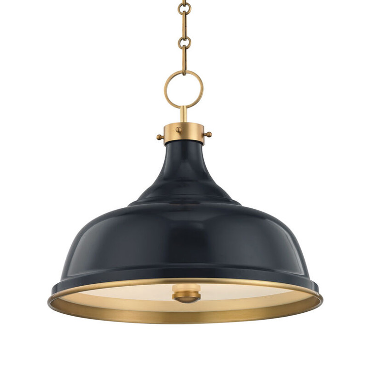 Hudson Valley Lighting Painted No. 1 Pendant in Aged Brass/darkest Blue MDS300-AGB/DBL