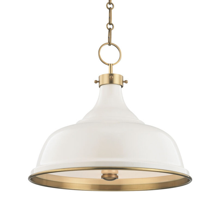 Hudson Valley Lighting Painted No. 1 Pendant in Aged Brass/off White MDS300-AGB/OW
