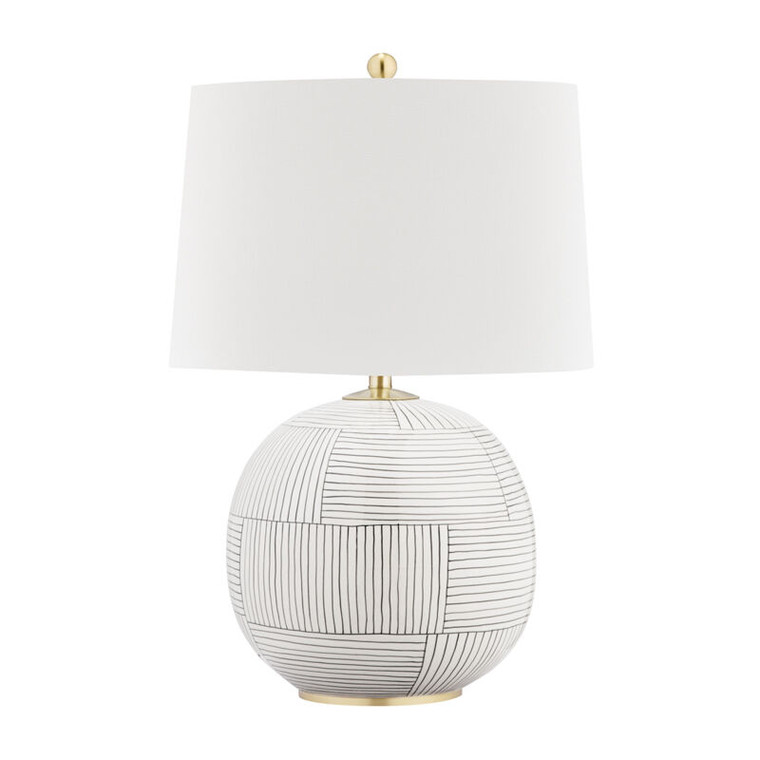 Hudson Valley Lighting Laurel Table Lamp in Aged Brass/stripe Combo L1380-AGB/ST