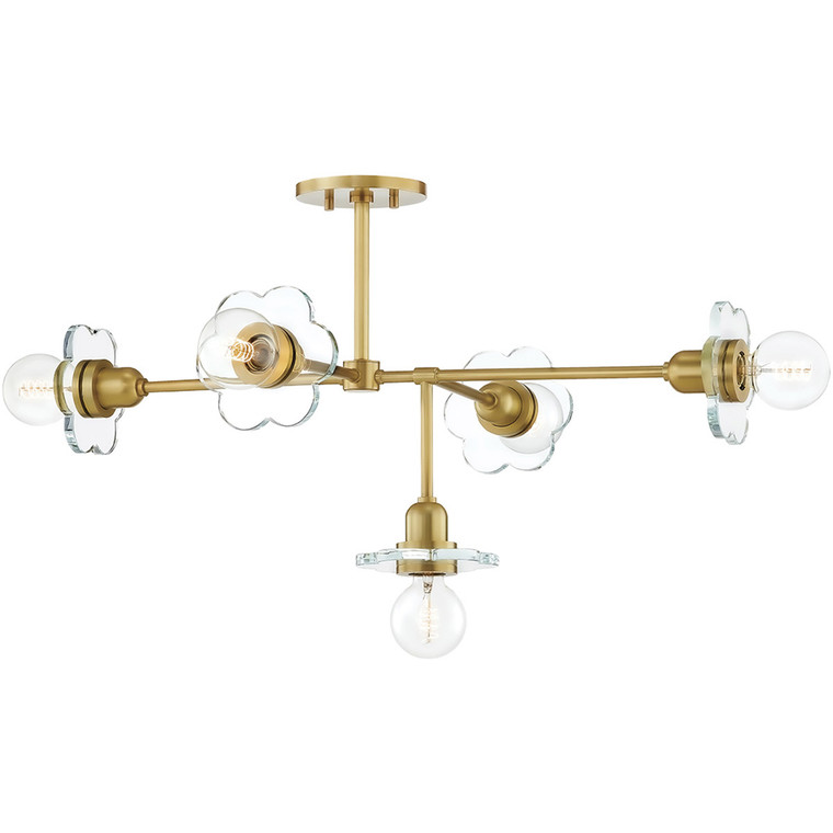 Mitzi 5 Light Chandelier in Aged Brass H357805-AGB