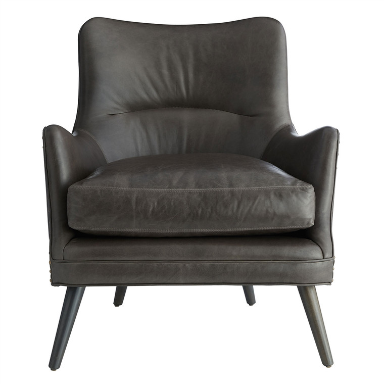 Arteriors Home Seger Chair Graphite Leather Grey Ash 8013