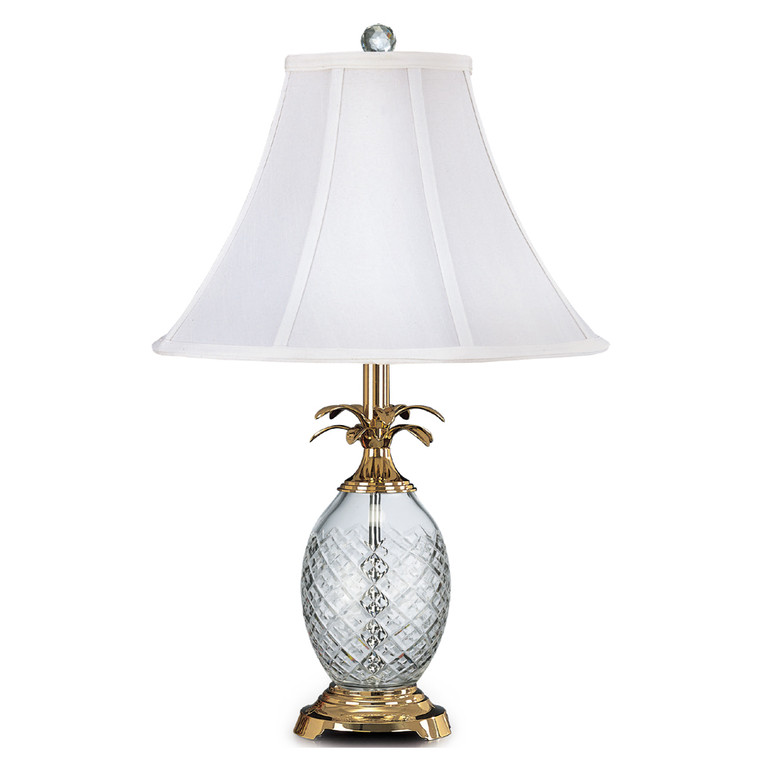 Lite Master Hospitality Table Lamp in Polished Solid Brass with 24% Lead Crystal T5005PB-SL