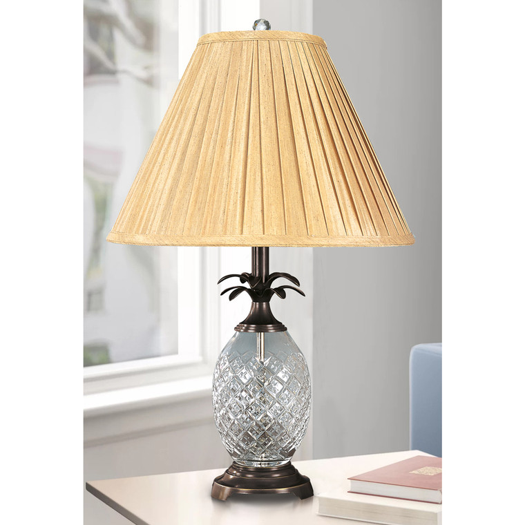 Lite Master Hospitality Table Lamp in Oil Rubbed Bronze on Solid Brass with 24% Lead Crystal T5005RZ-SR
