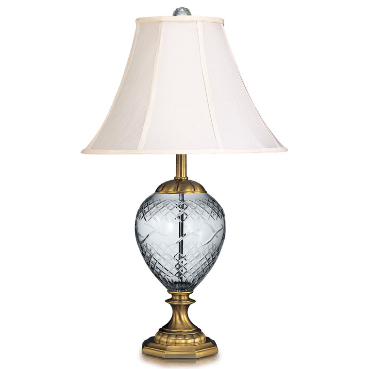 Lite Master Marlene Table Lamp in Antique Solid Brass with 24% Lead Crystal T5094AB-SL