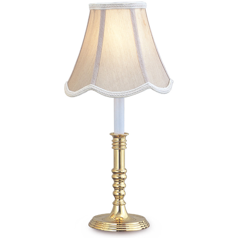 Lite Master Oxford Table Lamp in Polished Solid Brass with Scalloped Shade T6112PB-SR