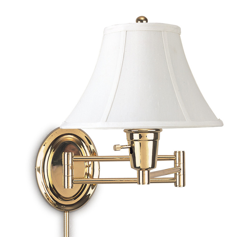 Lite Master Rhodes Swing Arm Wall Lamp in Polished Solid Brass W3501PB-SL