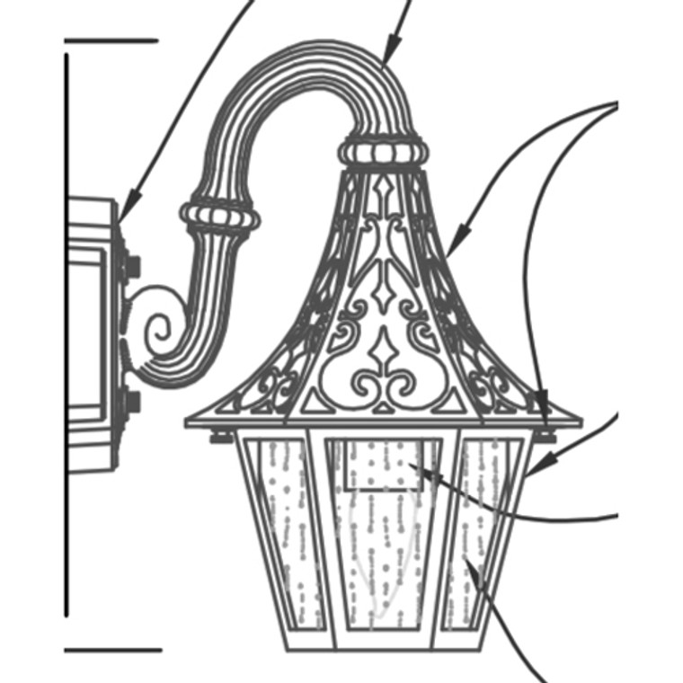 Hanover Lantern B222FRM Small St. Augustine Wall Mount