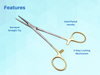 Artery Forceps 6" Straight Hemostat Mosquitoes Gold Plated Handle ARTMAN