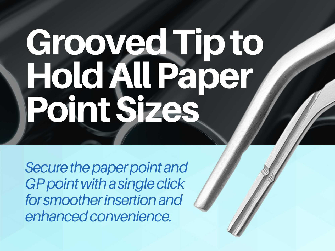 Endodontic Tweezers for paper point holding with grooved tip and lock