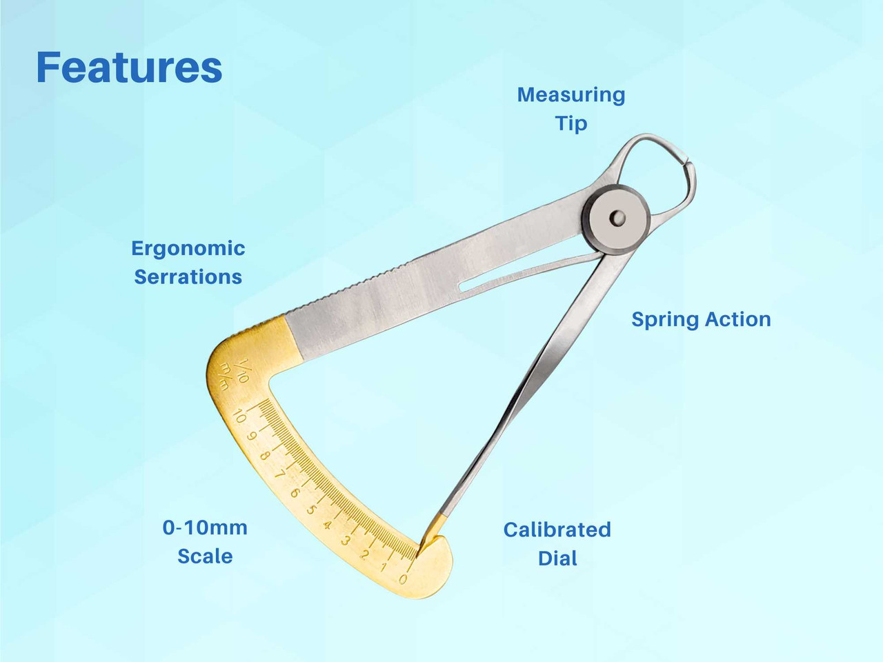 Iwanson Dental Crown Caliper Golden measuring From 1/10TH of a mm to 10 mm