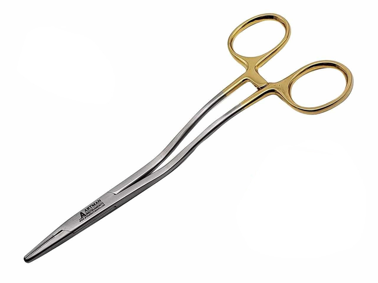 Bozeman Needle Holder Surgical Needle Driver 6 Suture Tying Forceps ANGLED  With Tungsten Carbide Insert ARTMAN - Artman Instruments