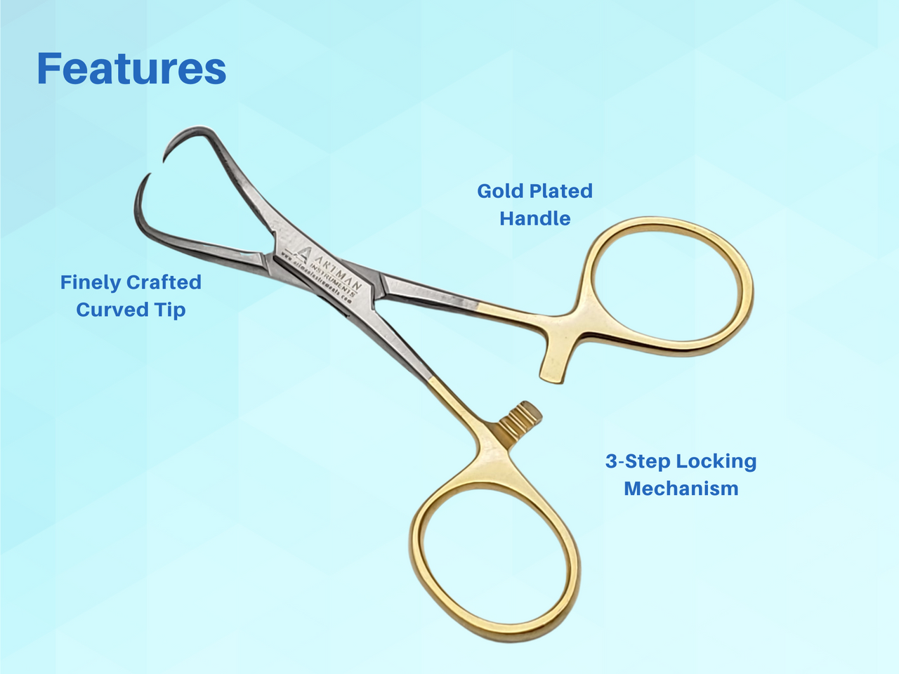 Towel Clamp Backhaus Forceps Gold Plated 3.5" ARTMAN