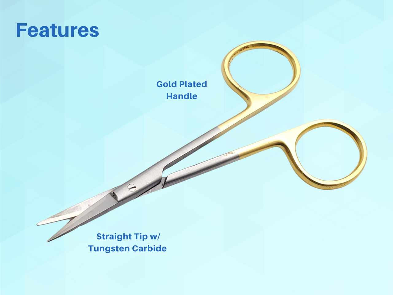 Scissors Surgical 4.5" Straight Gold Plated Handle Tungsten Carbide ARTMAN