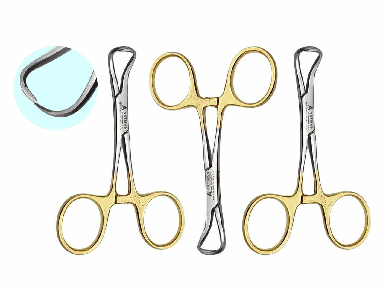 Towel Clamp Backhaus Forceps Gold Plated 3.5" Set of 3 ARTMAN