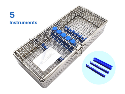 Stainless Steel Sterilization Cassette for 5 Pieces MESH Tray Box 8”X3.24”X1.50”