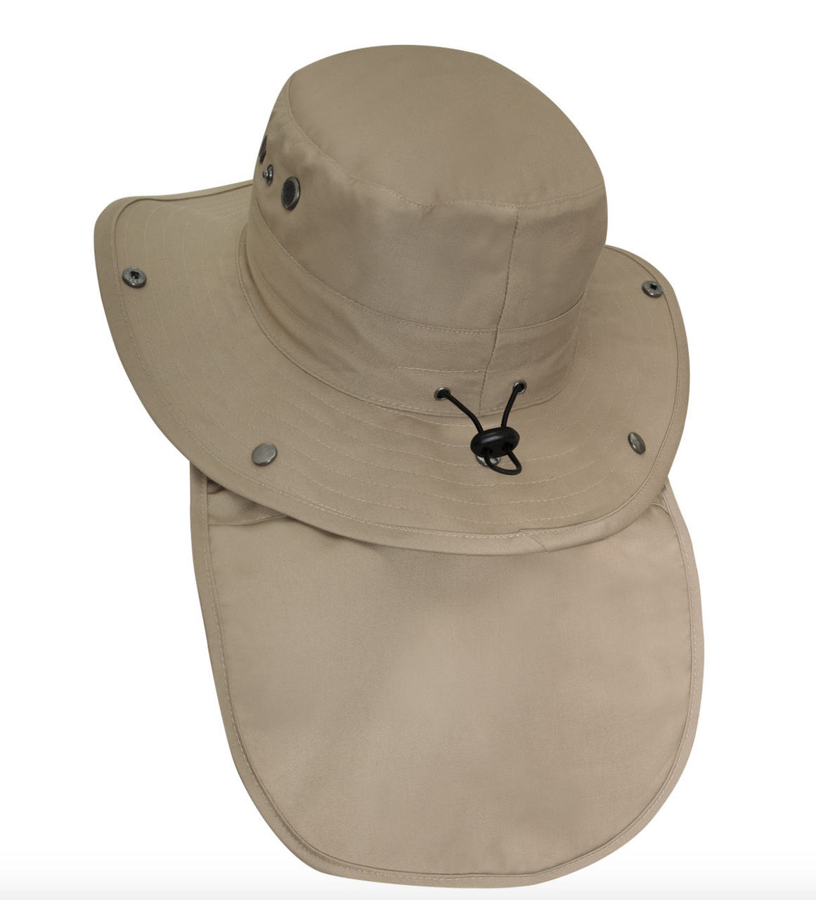 Adjustable Boonie Hat With Neck Cover and Snap Buttons - Military