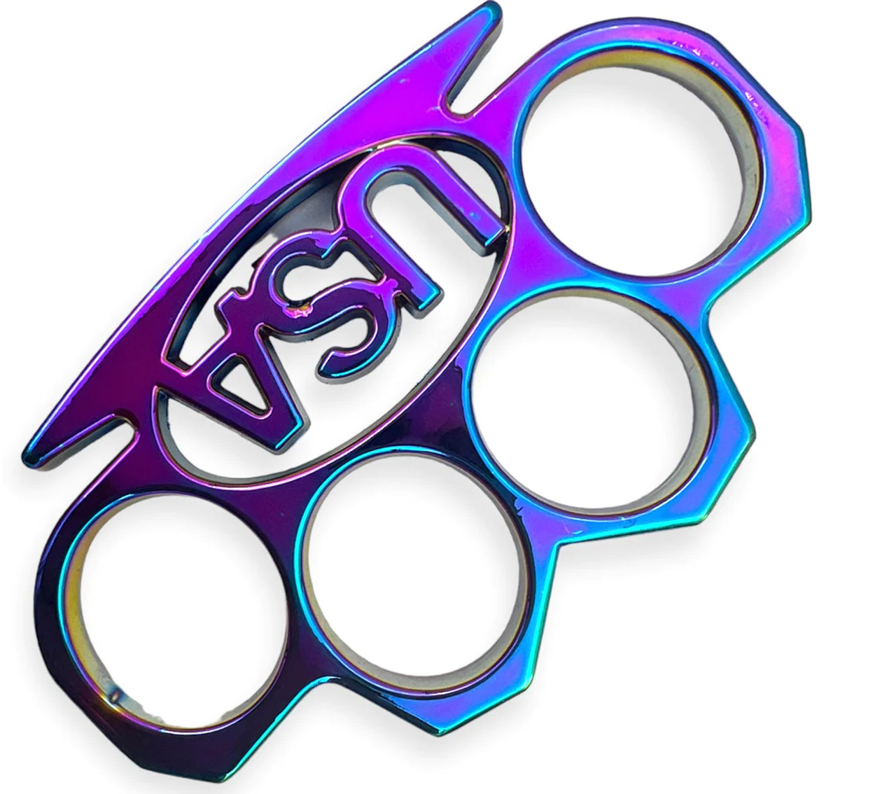 Heavy Duty Metal Rainbow Anodized USA Paperweight Knuckles