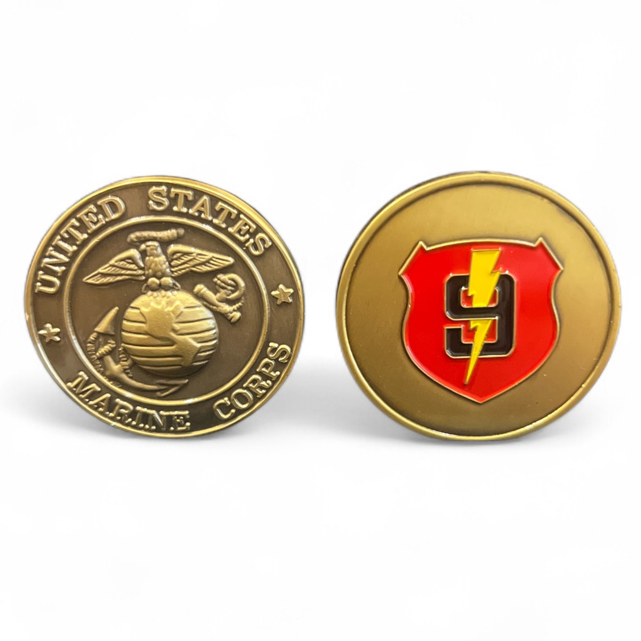 9th Marines Challenge Coin – Lightning Regiment Shield, USMC EGA