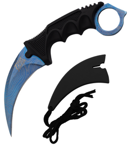 Fixed Blade Karambit Neck Knife and Sheath - Blue Damascus Fixed Blade Karambit Neck Knife and Sheath - Blue Damascus
