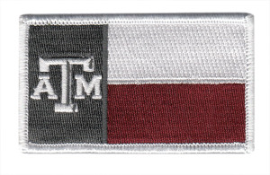 Texas State Flag Patch, A&M, Hook & Loop Back - Maroon and White Texas State Flag Patch, A&M, Hook & Loop Back - Maroon and White