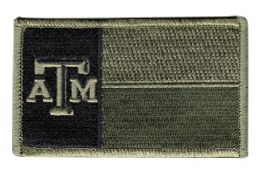 Texas State Flag Patch, A&M, Hook & Loop Back - OD Green Texas State Flag Patch, A&M, Hook & Loop Back - OD Green